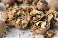 walnuts with a cracked or opened shell, vegetarian breakfast cookings