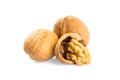 Walnuts and cracked walnut Royalty Free Stock Photo