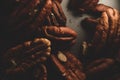 Walnuts details Macro photography, selective focus Royalty Free Stock Photo