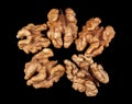 Walnuts isolated on black background Royalty Free Stock Photo