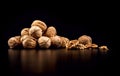 Walnuts isolated on black background Royalty Free Stock Photo