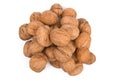 Walnuts isolated on white background. Pile nuts Royalty Free Stock Photo