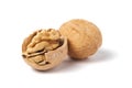 Walnuts isolated on white. Walnut in a nutshell Royalty Free Stock Photo