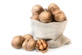 walnuts and kernels in a bag Royalty Free Stock Photo