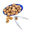 Walnuts and nutcracker Royalty Free Stock Photo
