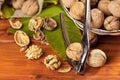 Walnuts with nutcracker Royalty Free Stock Photo