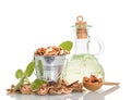 Walnuts oil and nuts Royalty Free Stock Photo