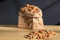 Walnuts in paper bag Royalty Free Stock Photo