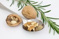Walnuts with rosemary Royalty Free Stock Photo