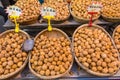 Walnuts sales at famous Muslim Street market in Xian, China Royalty Free Stock Photo