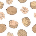 Walnuts seamless pattern