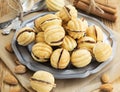 Walnuts Shape Cookies with Chocolate Filling