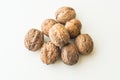 Walnuts in shell on a white background Royalty Free Stock Photo