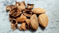 walnuts shells and almonds