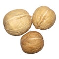 Walnuts with shells top view.Walnut background close-up.Whole walnuts on a white background.