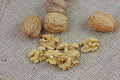Walnuts, walnut kernels Royalty Free Stock Photo