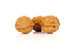 Walnuts on a white background