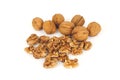 Walnuts on a white background