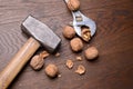 Walnuts on a wooden background Royalty Free Stock Photo