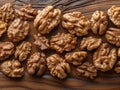 walnuts wooden background top view Royalty Free Stock Photo