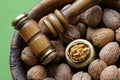 Walnuts in a wooden bowl Royalty Free Stock Photo