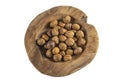 walnuts in wooden bowl isolated, white background clipping path Royalty Free Stock Photo