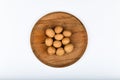 Walnuts on wooden utensils. Close up view of walnuts. Walnuts are 4 water, 15 protein, 65 fat and 14 carbohydrates, including 7
