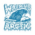 Walrus icon on ice floes.