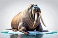 Walrus animal shallow water ice floe