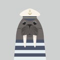 Walrus captain with sailor Royalty Free Stock Photo