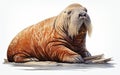 Walrus Isolated on a White Background -Generative Ai