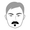 Walrus with Soul Patch Beard style men in face illustration Facial hair mustache. Vector black portrait male Fashion