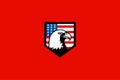 Head of the eagle with american flag, sport logo. red color background. black border. Royalty Free Stock Photo