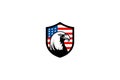 Head of the eagle with american flag, sport logo. white color background. black border. Royalty Free Stock Photo