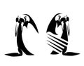 Walrus with striped sailor shirt black vector design