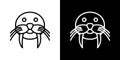Walrus thin line vector icon set Royalty Free Stock Photo