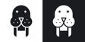 Walrus thin line vector icon set Royalty Free Stock Photo