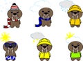 Walrus weather kawaii cartoon set