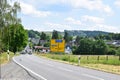 Walsdorf, Germany - 06 15 2023: Big Crossroads with a traffic circle and a petrol station