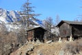 Walser style house in Saas-Almagell. The Alps, Switzerland.