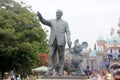 Walt Disney and Mickey Mouse statue in Disneyland, California