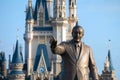 Walt Disney statue infront of the disneyland castle, Tokyo, Japan Royalty Free Stock Photo