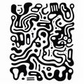 Bold Black Abstract Organism Forms Doodle Poster