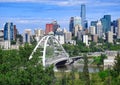 The Walterdale Bridge with the view of downtown Edmonton, Alberta, Canada Royalty Free Stock Photo