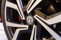 Volkswagen company logo on a metal wheel rim. Royalty Free Stock Photo