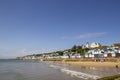 Wooden beach huts on the coastline. Walton on the Naze  Essex  United Kingdom  July Royalty Free Stock Photo