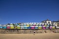 Wooden beach huts on the coastline. Walton on the Naze  Essex  United Kingdom  July Royalty Free Stock Photo