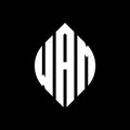 WAM circle letter logo design with circle and ellipse shape. WAM ellipse letters with typographic style. The three initials form a Royalty Free Stock Photo