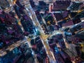 Top down view of Hong Kong city at night Royalty Free Stock Photo