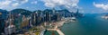 Drone fly over Hong Kong city Royalty Free Stock Photo